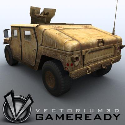 3D Model of Low poly model of HUMVEE with one 1024x1024 diffusion/opacity TGA texture - 3D Render 2